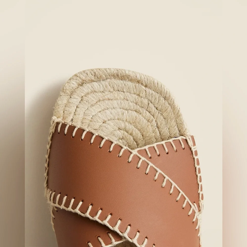 J.Crew Made-in-Spain block-heel espadrilles shoes in leather CJ765
